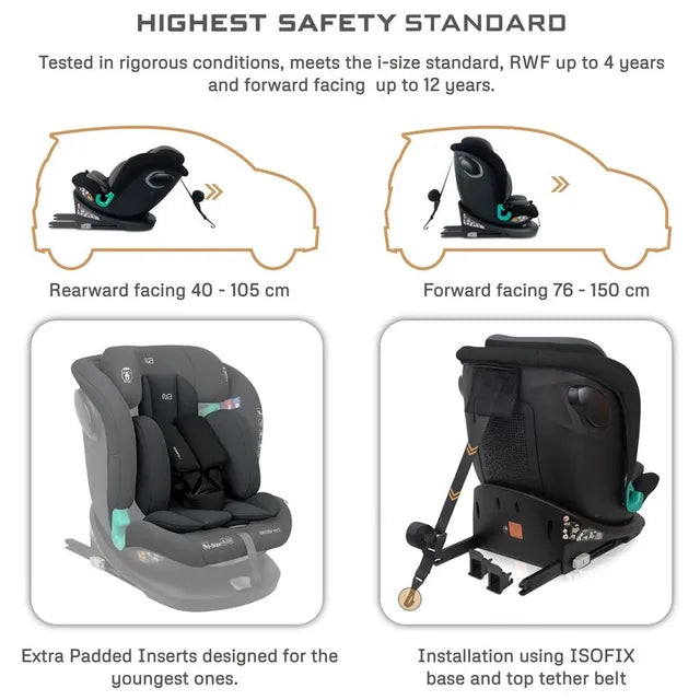 Neobreez i-Guardia 360 Degree Isofix i-Size Car Seat Black/Grey