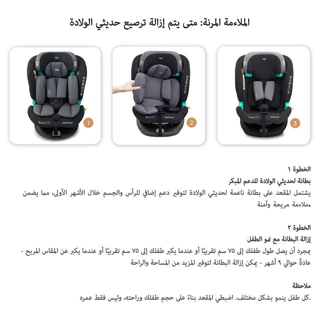 Neobreez i-Guardia 360 Degree Isofix i-Size Car Seat Black/Grey