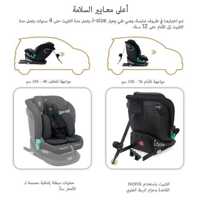 Neobreez i-Guardia 360 Degree Isofix i-Size Car Seat Black/Grey