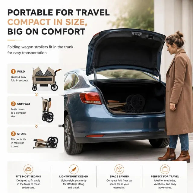 Neobreez ADVI Wagon Stroller Push and Pull Foldable Twin Stroller