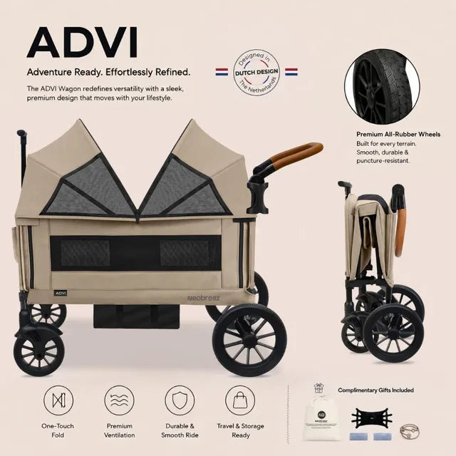 Neobreez ADVI Wagon Stroller Push and Pull Foldable Twin Stroller