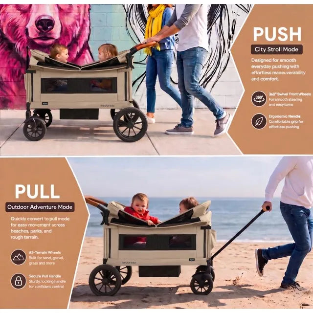 Neobreez ADVI Wagon Stroller Push and Pull Foldable Twin Stroller