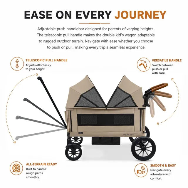 Neobreez ADVI Wagon Stroller Push and Pull Foldable Twin Stroller