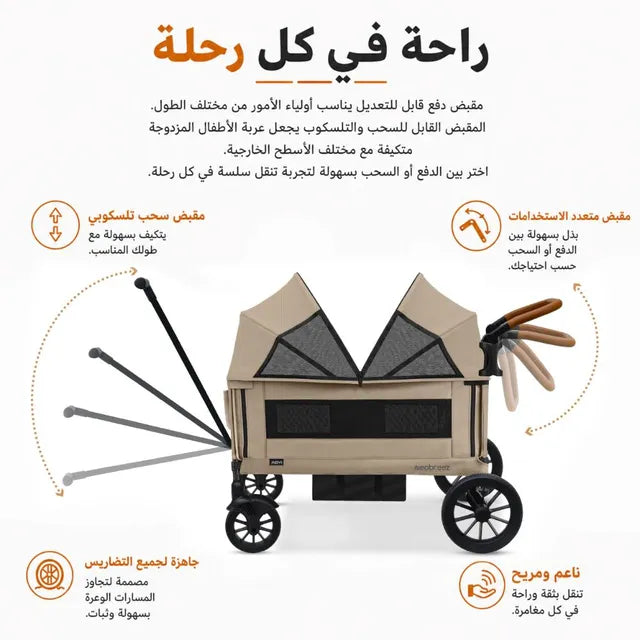 Neobreez ADVI Wagon Stroller Push and Pull Foldable Twin Stroller