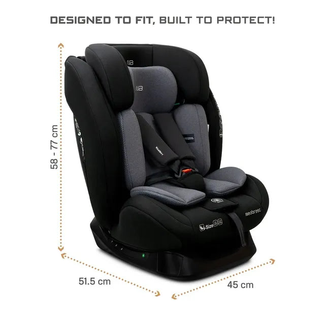 Neobreez i-Hepta i-Size All-In-1 Convertible Car Seat Black Gray Neobreez Yallatoys