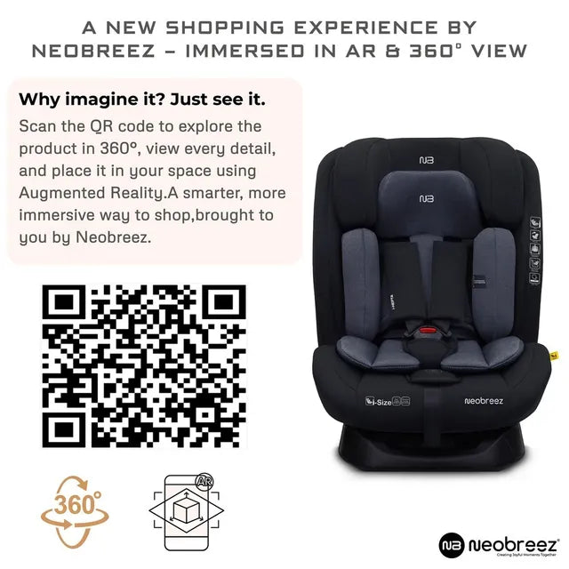 Neobreez i-Hepta i-Size All-In-1 Convertible Car Seat Black Gray Neobreez Yallatoys
