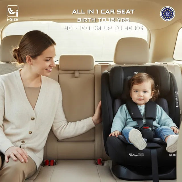 Neobreez i-Hepta i-Size All-In-1 Convertible Car Seat Black Gray Neobreez Yallatoys