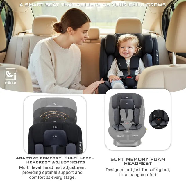 Neobreez i-Hepta i-Size All-In-1 Convertible Car Seat Black Gray Neobreez Yallatoys