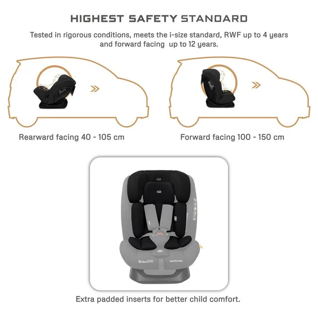 Neobreez i-Hepta i-Size All-In-1 Convertible Car Seat Black Neobreez Yallatoys