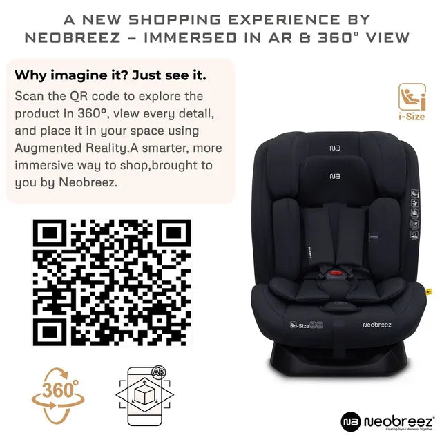 Neobreez i-Hepta i-Size All-In-1 Convertible Car Seat Black Neobreez Yallatoys