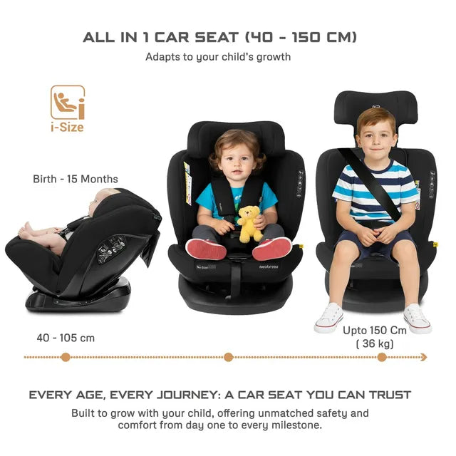 Neobreez i-Hepta i-Size All-In-1 Convertible Car Seat Black Neobreez Yallatoys