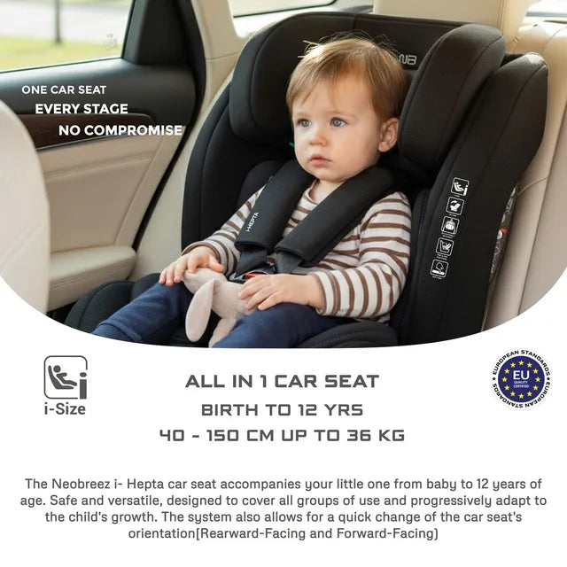 Neobreez i-Hepta i-Size All-In-1 Convertible Car Seat Black Neobreez Yallatoys