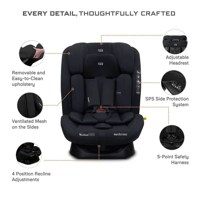 Neobreez i-Hepta i-Size All-In-1 Convertible Car Seat Black Neobreez Yallatoys