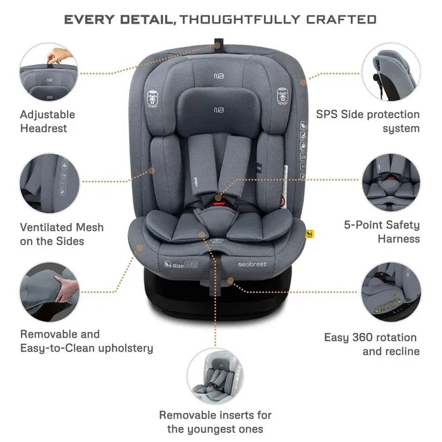 Neobreez - i-Vilo 360-Degree Isofix i-Size Car Seat Grey Neobreez Yallatoys