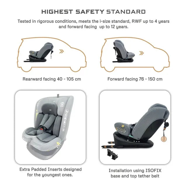 Neobreez - i-Vilo 360-Degree Isofix i-Size Car Seat Grey Neobreez Yallatoys