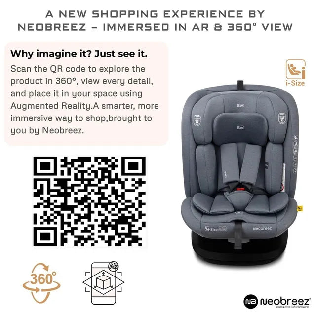 Neobreez - i-Vilo 360-Degree Isofix i-Size Car Seat Grey Neobreez Yallatoys