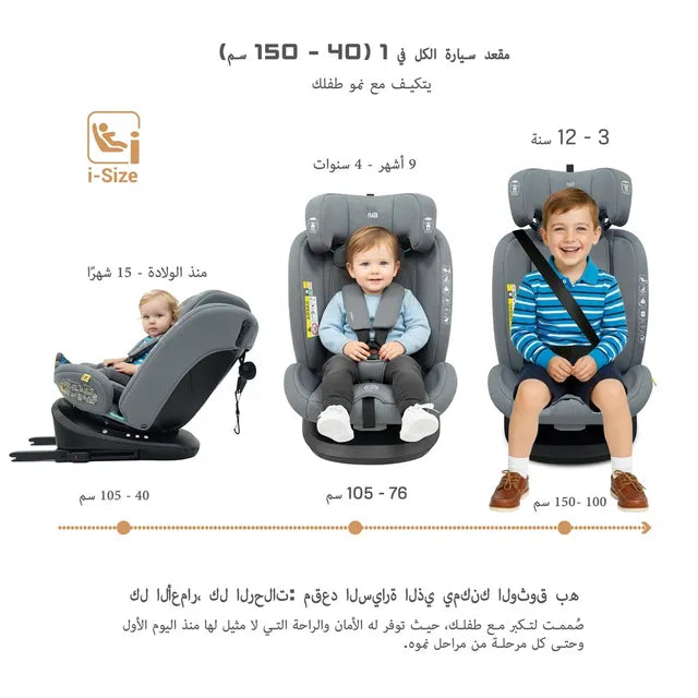 Neobreez - i-Vilo 360-Degree Isofix i-Size Car Seat Grey Neobreez Yallatoys