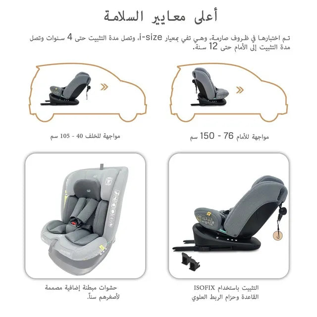 Neobreez - i-Vilo 360-Degree Isofix i-Size Car Seat Grey Neobreez Yallatoys