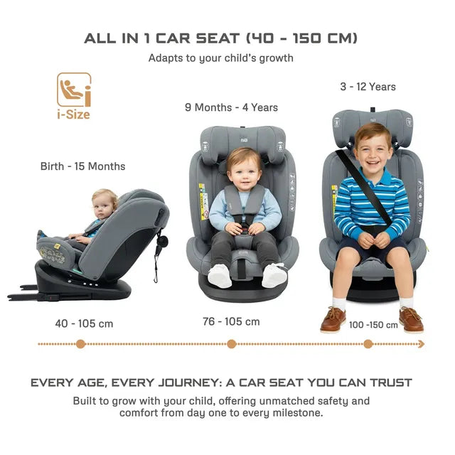 Neobreez - i-Vilo 360-Degree Isofix i-Size Car Seat Grey Neobreez Yallatoys