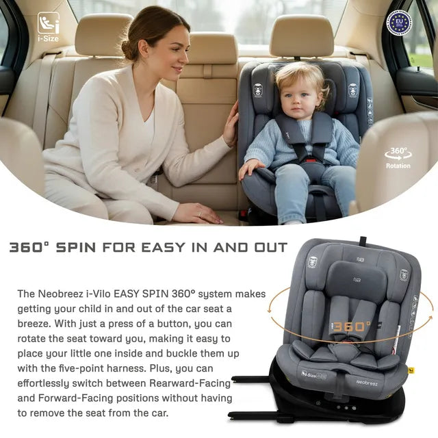 Neobreez - i-Vilo 360-Degree Isofix i-Size Car Seat Grey Neobreez Yallatoys