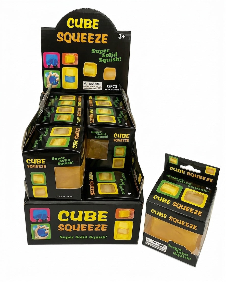 Nice Cube-Cube Squeeze 5cm Solid Color Squish Squeeze Fidget Toy Yellow