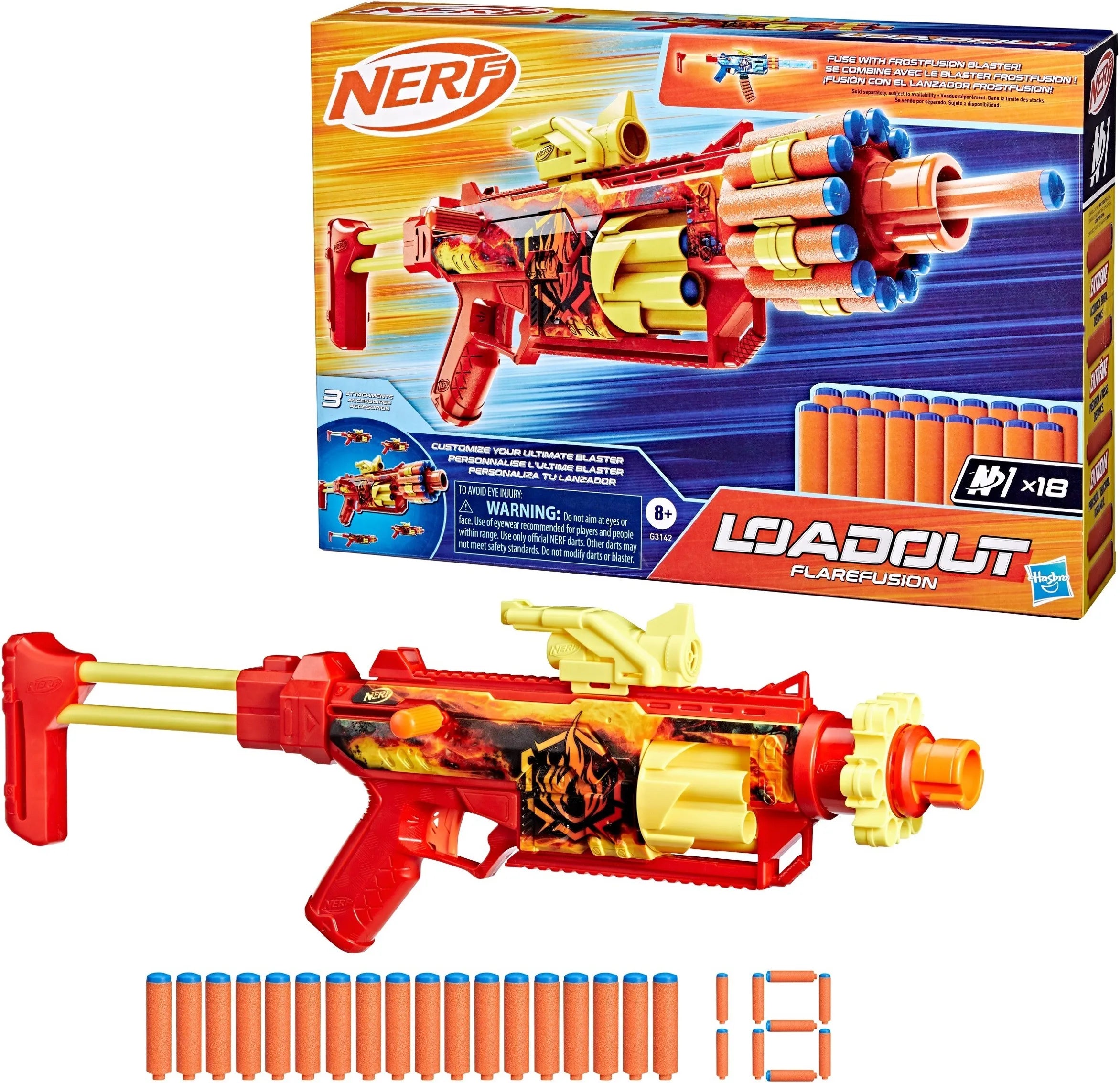 Nerf Loadout Flarefusion Blaster and 18 N1 Darts