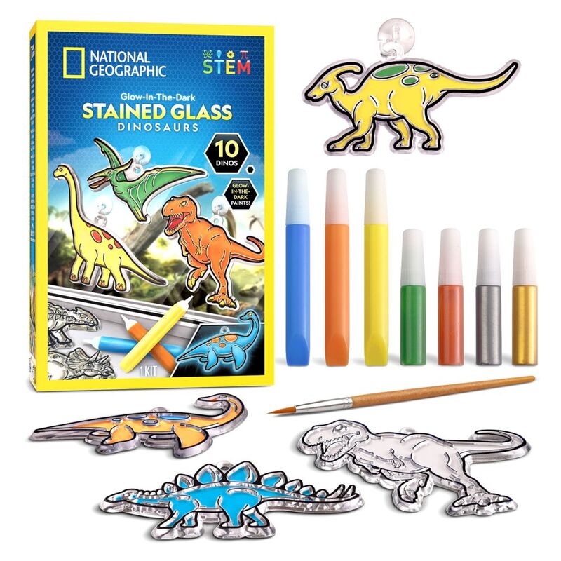 National Geographic Glow In The Dark Stained Glass Dinosaurs Kit National Geographic Yallatoys