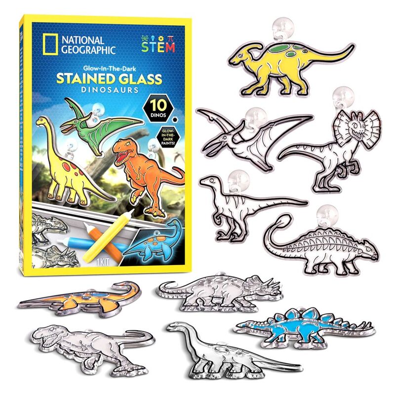 National Geographic Glow In The Dark Stained Glass Dinosaurs Kit National Geographic Yallatoys
