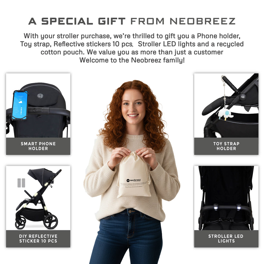 Neobreez Tetra Lightweight Pushchair Stroller With Cup Holder Black