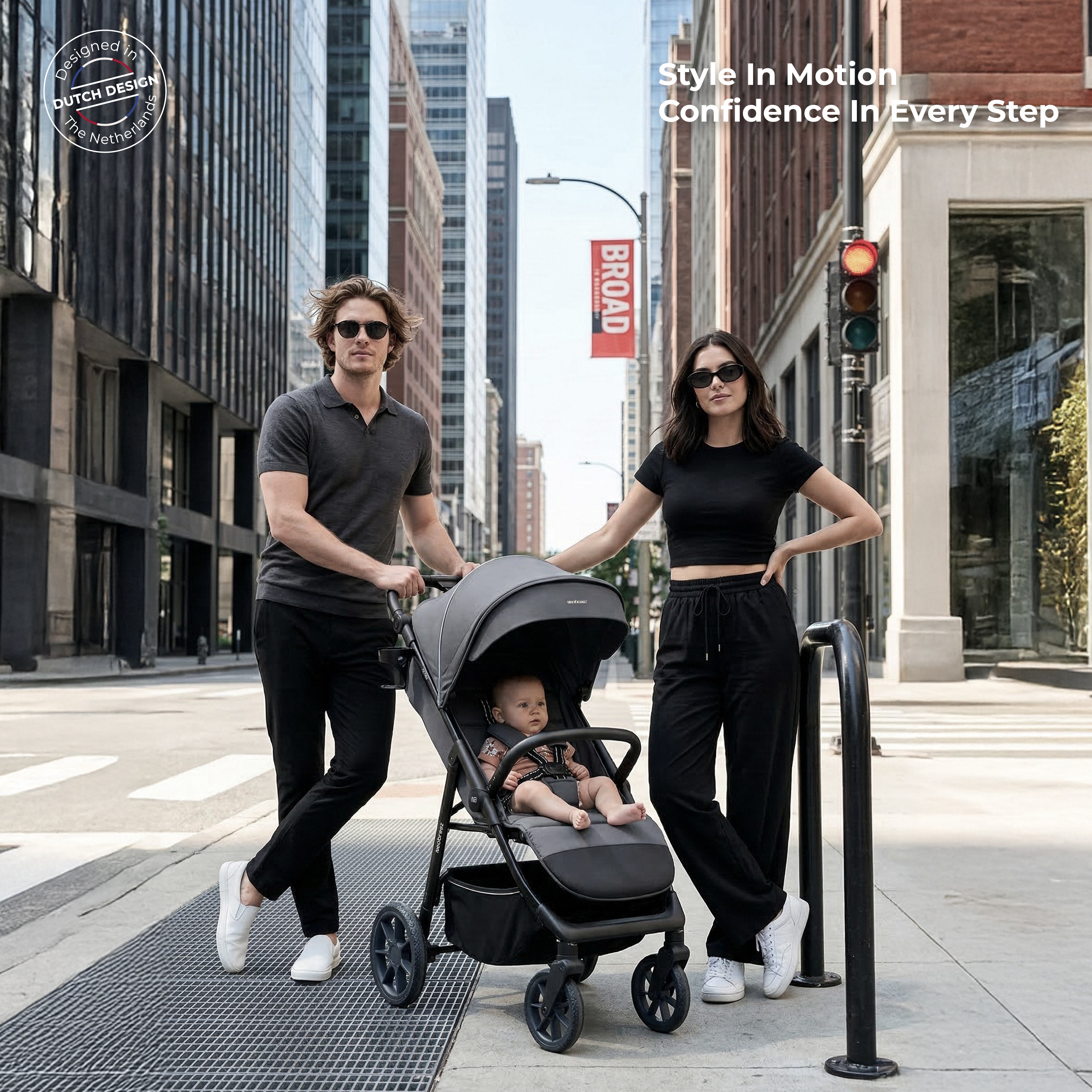 Neobreez Tetra Lightweight Pushchair Stroller With Cup Holder Grey