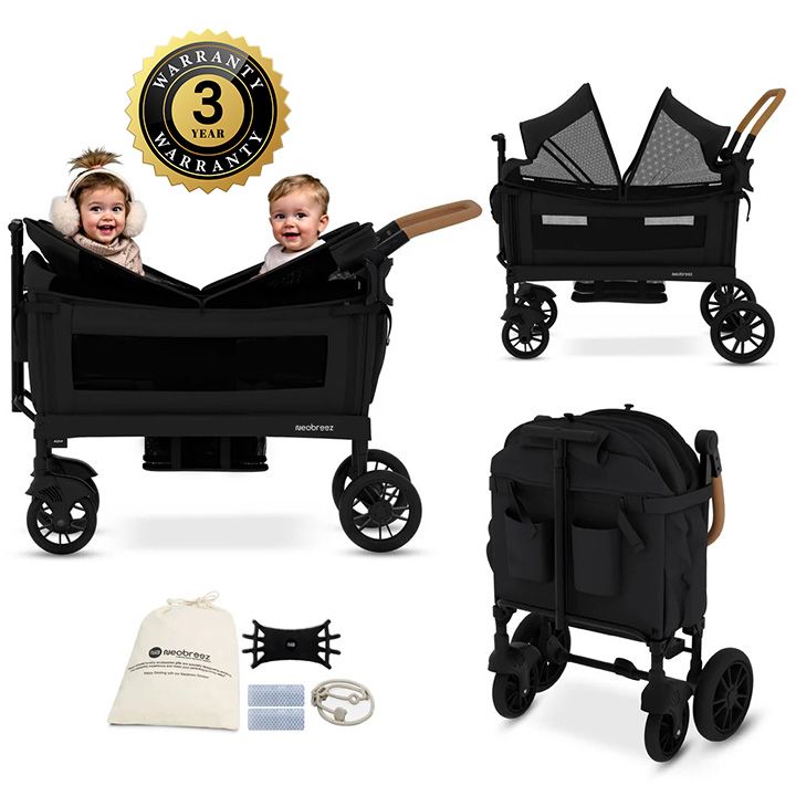Neobreez ADVI Wagon Cargo Push and Pull Foldable Double Stroller Black Neobreez Yallatoys