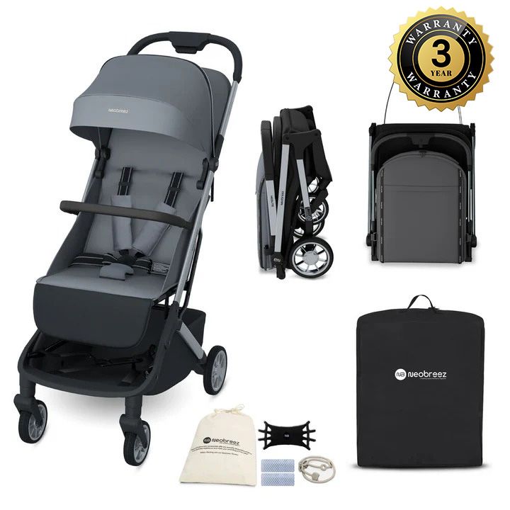 travel stroller cabin approved Neobreez Neolite Ultra Lightweight Cabin Size Travel Stroller Grey/Bla –  Yallatoys