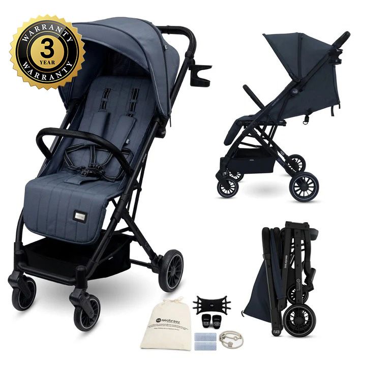 Neobreez Penta Compact Lightweight Travel Stroller with Cup Holder Black/Grey Neobreez Yallatoys