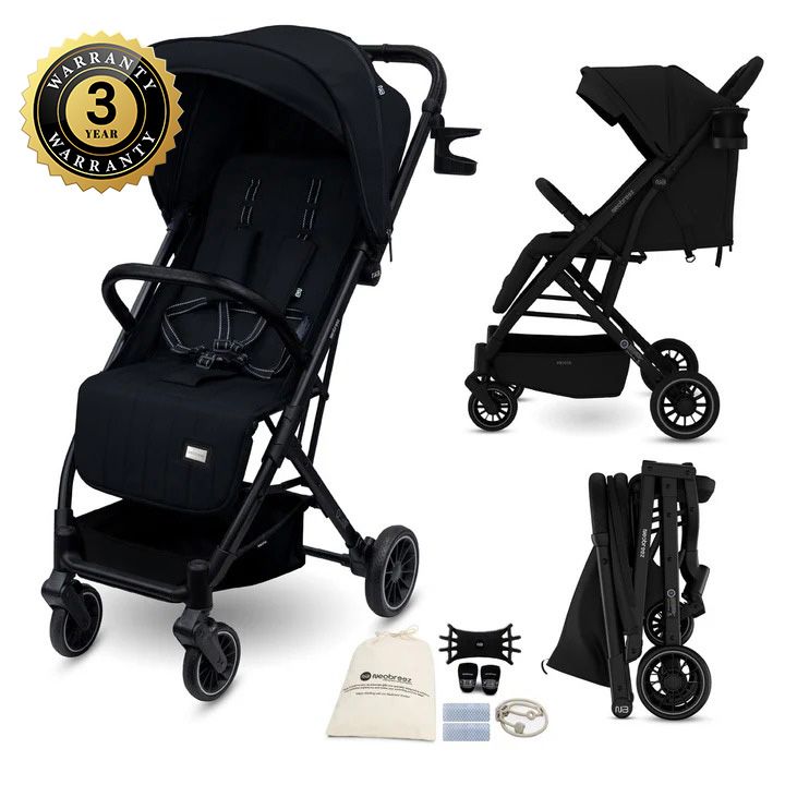 Neobreez Penta Compact Lightweight Travel Stroller with Cup Holder Black Neobreez Yallatoys