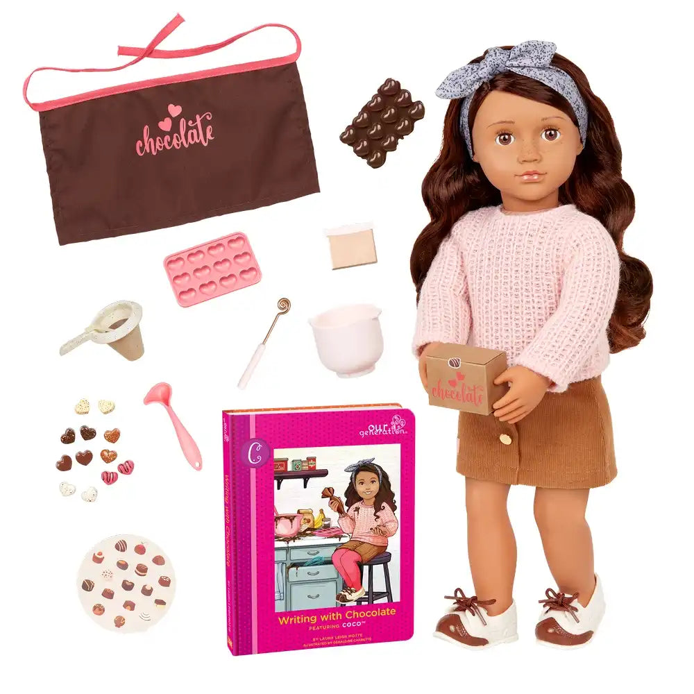 Our Generation Coco Deluxe Chocolate Doll 18 Inch with Book and Accessories Our Generation Doll Yallatoys
