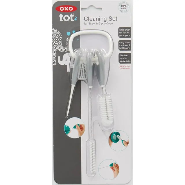 Oxo Tot Cleaning Set For Straw & Sippy Cup Gray Oxo Tot Yallatoys
