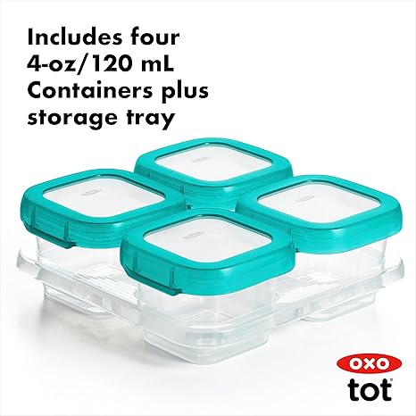 Oxo Tot Baby Blocks Food Storage Containers (2 oz) Teal Oxo Tot Yallatoys