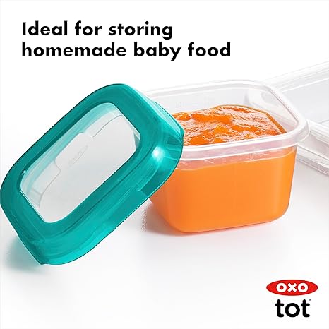 Oxo Tot Baby Blocks Food Storage Containers (2 oz) Teal Oxo Tot Yallatoys