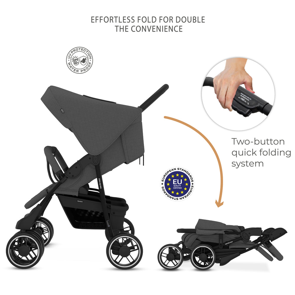 Neobreez Duadx Double Compact Twin Stroller Grey