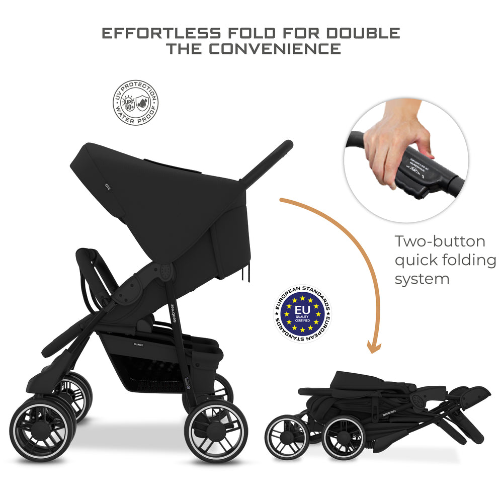 Neobreez Duadx Double Compact Twin Stroller Black