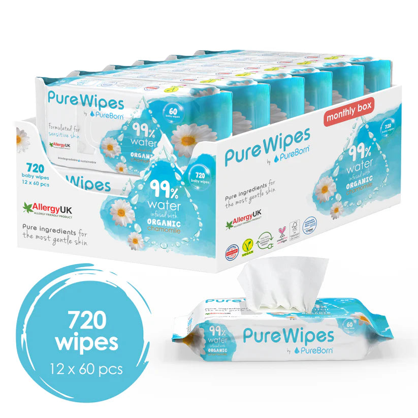 Pureborn Baby Wipes Infused with Organic Chamomile 720 Wipes Pure Born Yallatoys