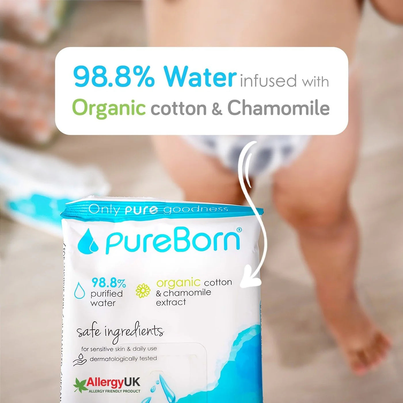 Pureborn Baby Wipes Infused with Organic Chamomile 720 Wipes Pure Born Yallatoys