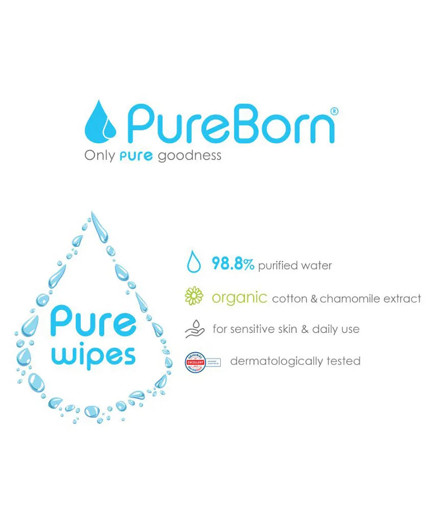 Pureborn Baby Wipes Infused with Organic Chamomile 720 Wipes Pure Born Yallatoys