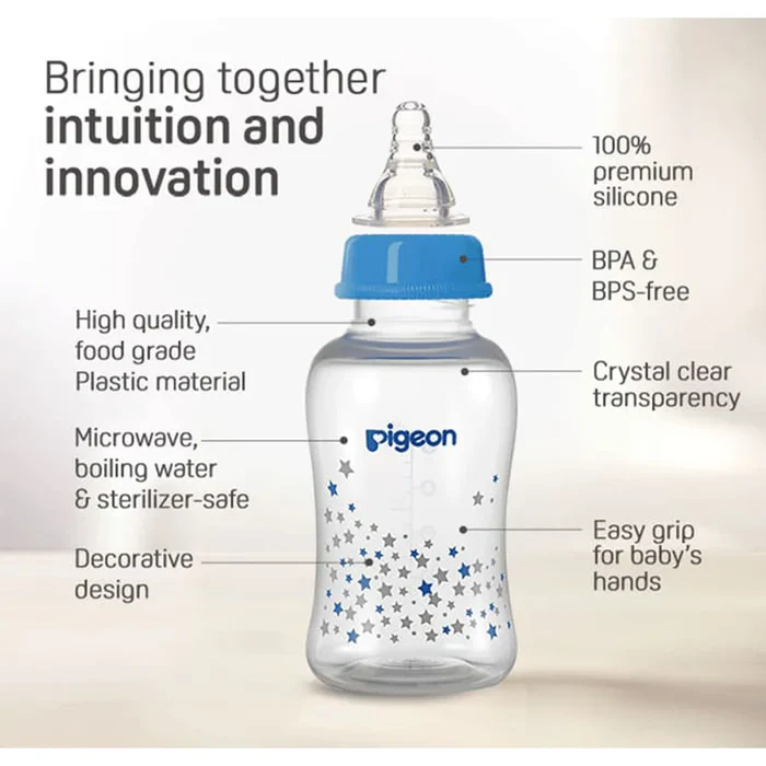 Pigeon Streamline Bottle 150 Ml Assorted Blue or Pink Star Pigeon Yallatoys