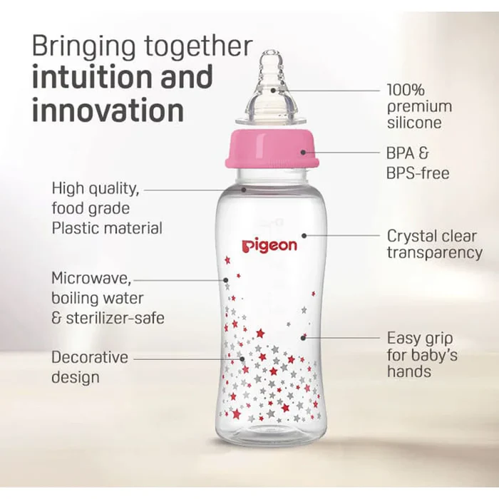 Pigeon Streamline Bottle 250 Ml Assorted Blue or Pink Star Pigeon Yallatoys