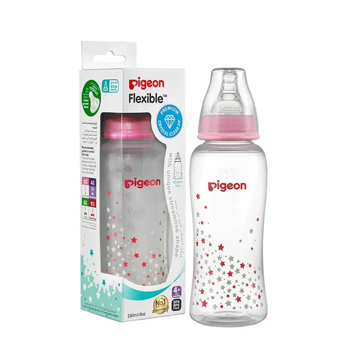Pigeon Streamline Bottle 250 Ml Assorted Blue or Pink Star Pigeon Yallatoys