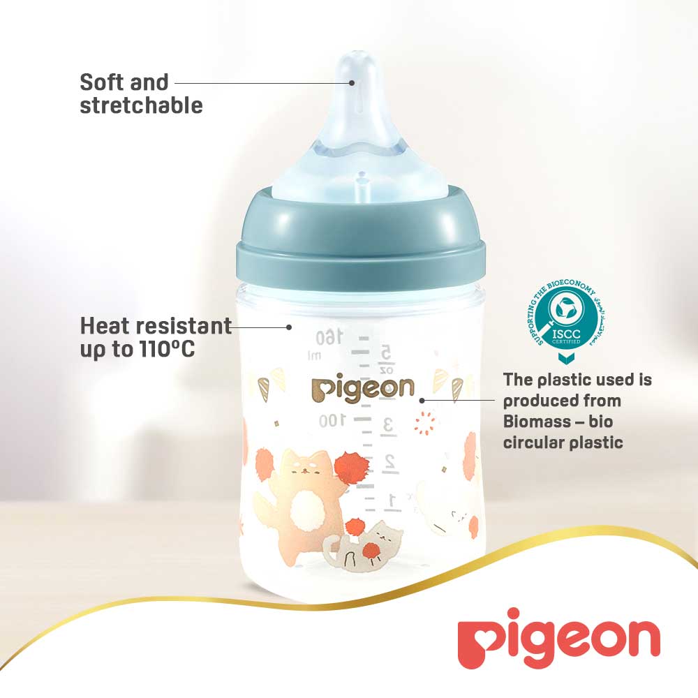Pigeon Softouch Wide Neck Feeding Bottle Cat Design 160 ml Pigeon Yallatoys