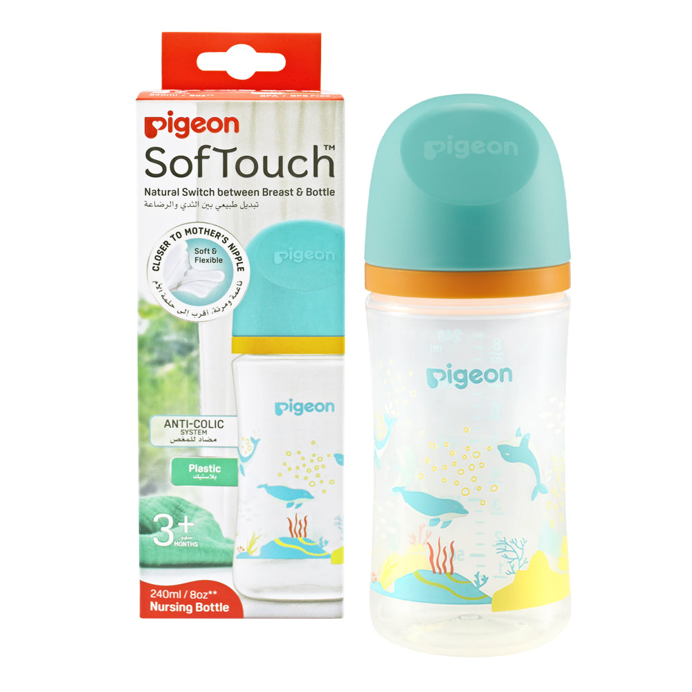 Pigeon Softouch Wide Neck Feeding Bottle Dolphin Design 240 ml Pigeon Yallatoys