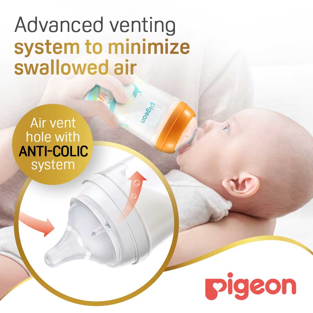 Pigeon Softouch Wide Neck Feeding Bottle Dolphin Design 240 ml Pigeon Yallatoys
