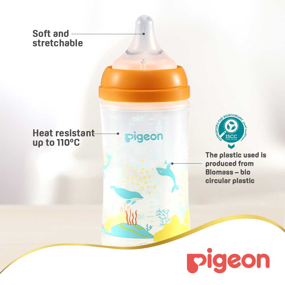 Pigeon Softouch Wide Neck Feeding Bottle Dolphin Design 240 ml Pigeon Yallatoys